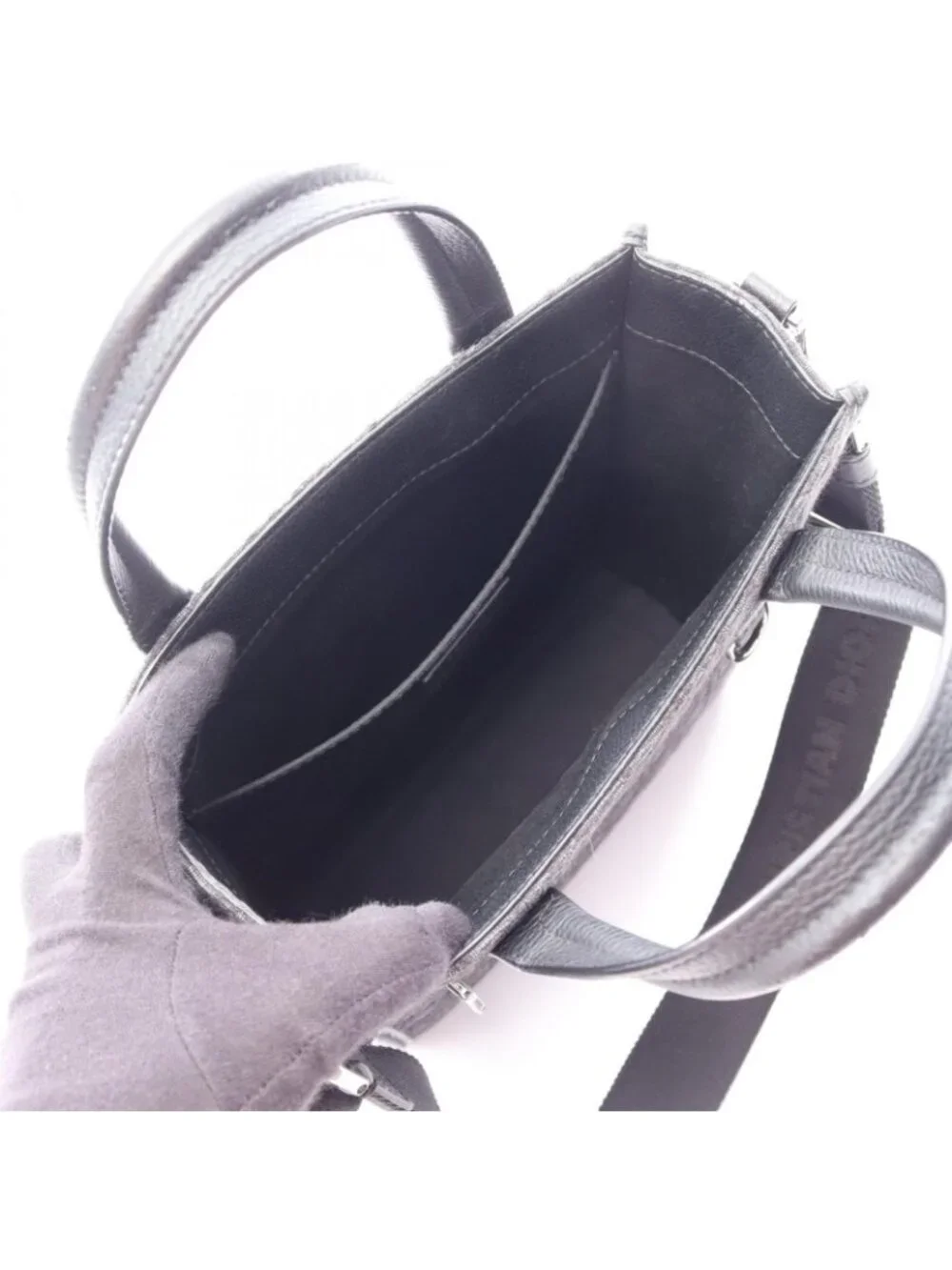 Dior Handbag Safari North South Oblique 2-Way Black Canvas Leather Tote